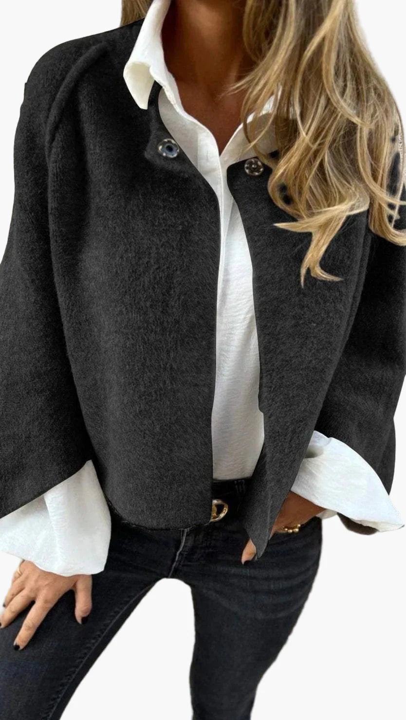 Damen Kurzjacke Elegant Business Freizeit – Moderner Veganer Woll-Look für stilbewusste Anlässe