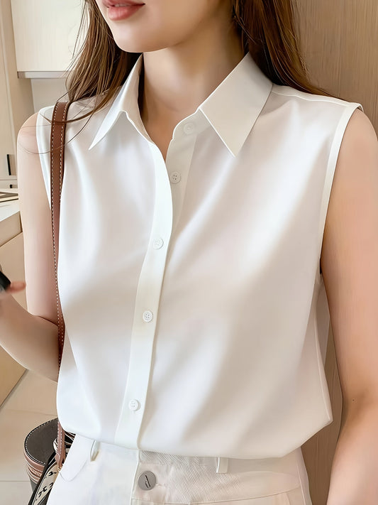 Damen Ärmellose Bluse Elegant Büro Freizeit