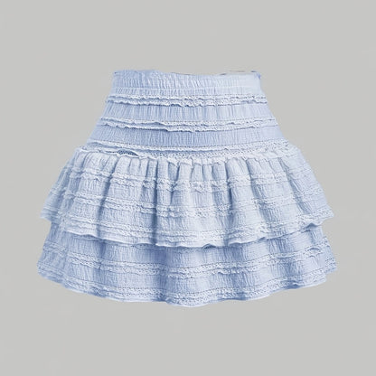 Damen Minirock mit Stufen und Rüschen – Verspielter Sommerrock im Boho-Stil