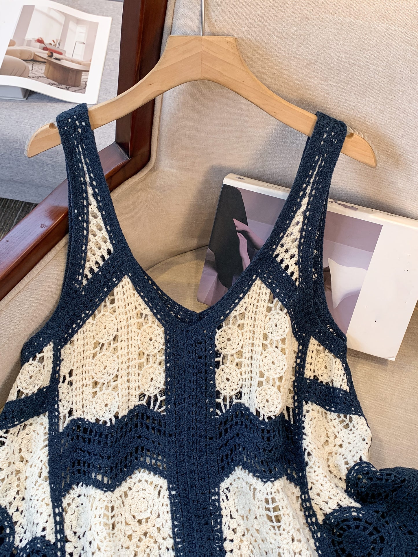 Damen Häkel-Top im Boho-Stil, ärmellos, modisch für Freizeit und Strand