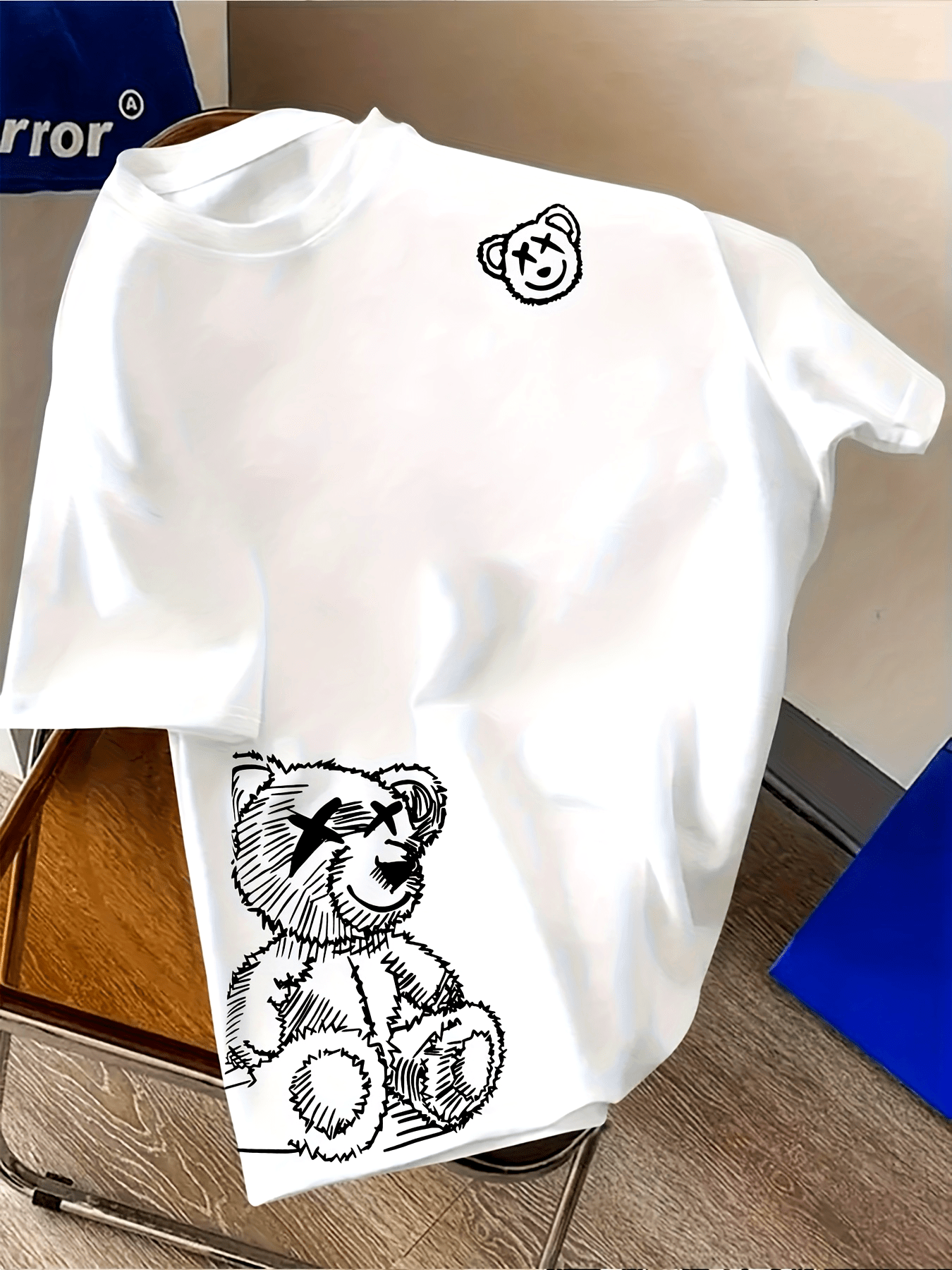 Herren Streetwear T-Shirt mit Bären-Print und Skizzen-Stil – Urbanes Design, Modern & Lässig