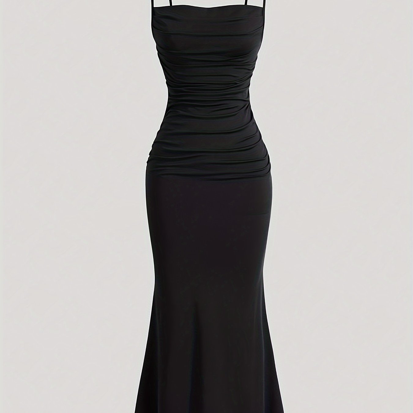Damen Abendkleid Elegant Maxi Figurbetont mit Drapierung und Spaghettiträgern
