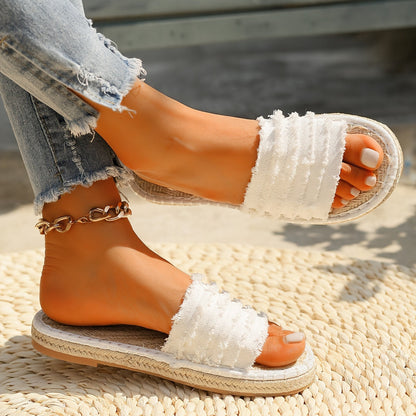 Damen Boho Espadrille-Style Slide Sandalen für Sommer & Freizeit
