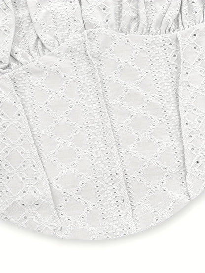 Damen Bustier Top im Boho-Stil mit Zierschnürung – Feminines Sommer-Corsagentop