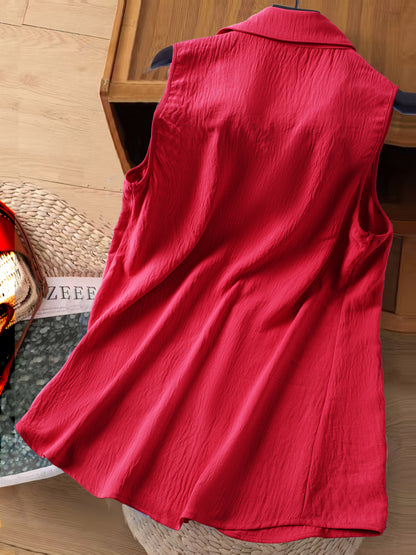 Damen ärmellose Bluse mit Stickerei – Eleganter Freizeitstil für Büro & Alltag
