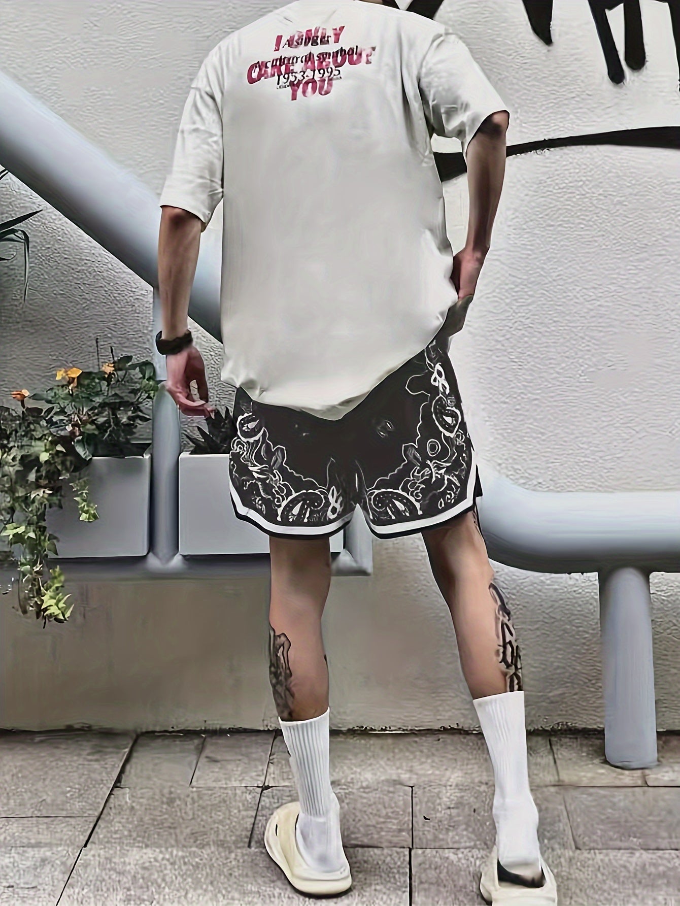 Herren Bandana-Print Basketball Shorts Sport Streetwear Freizeit