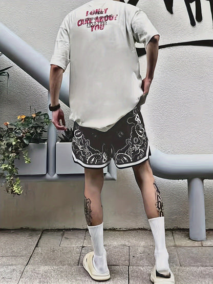Herren Bandana-Print Basketball Shorts Sport Streetwear Freizeit