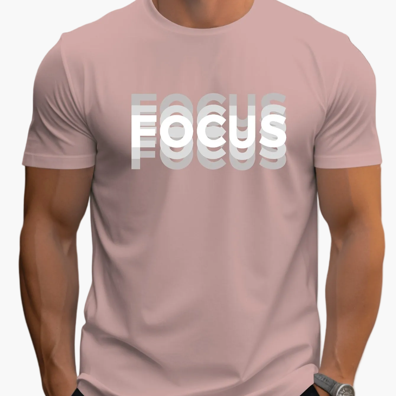 Herren T-Shirt mit modernem FOCUS Schriftzug – Casual Statement Look für Alltag und Freizeit