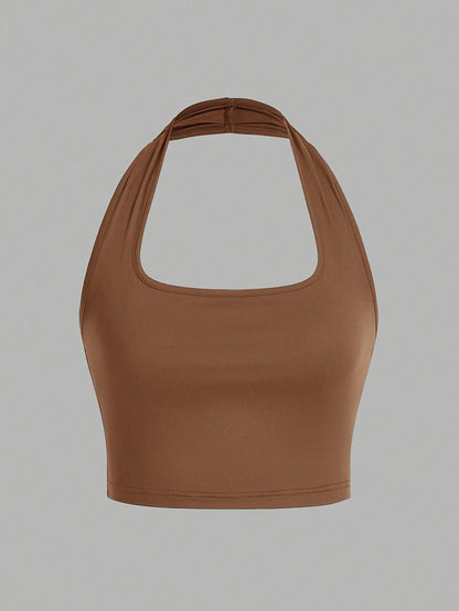Damen Halter Neck Backless Crop Top – Modisches Sommer Basic für Freizeit & Streetwear