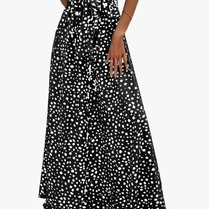 Damen Elegante Weitbeinige Palazzo-Hose mit Gürtel und Punktemuster – Perfekt für Freizeit und Sommer