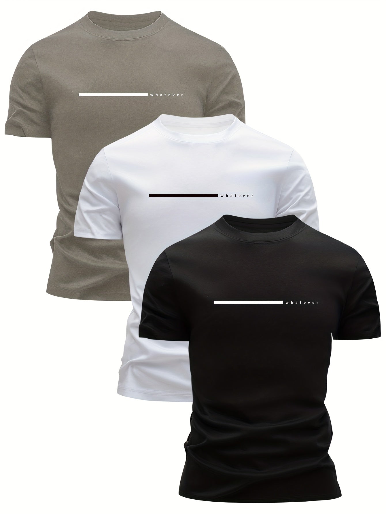 Herren T-Shirt Casual Streetwear mit Minimalistischem 'Whatever' Print – Modernes Basic für Freizeit & Alltag