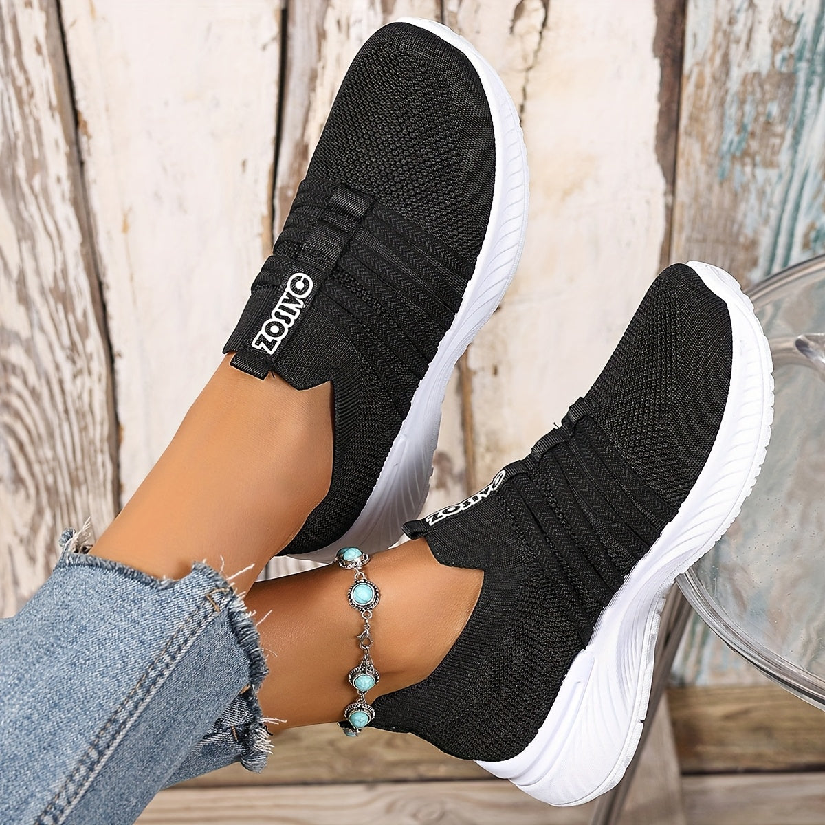 Damen Slip-On Freizeitschuhe mit Streifen – Bequeme Alltagssneaker für Freizeit & Spaziergänge