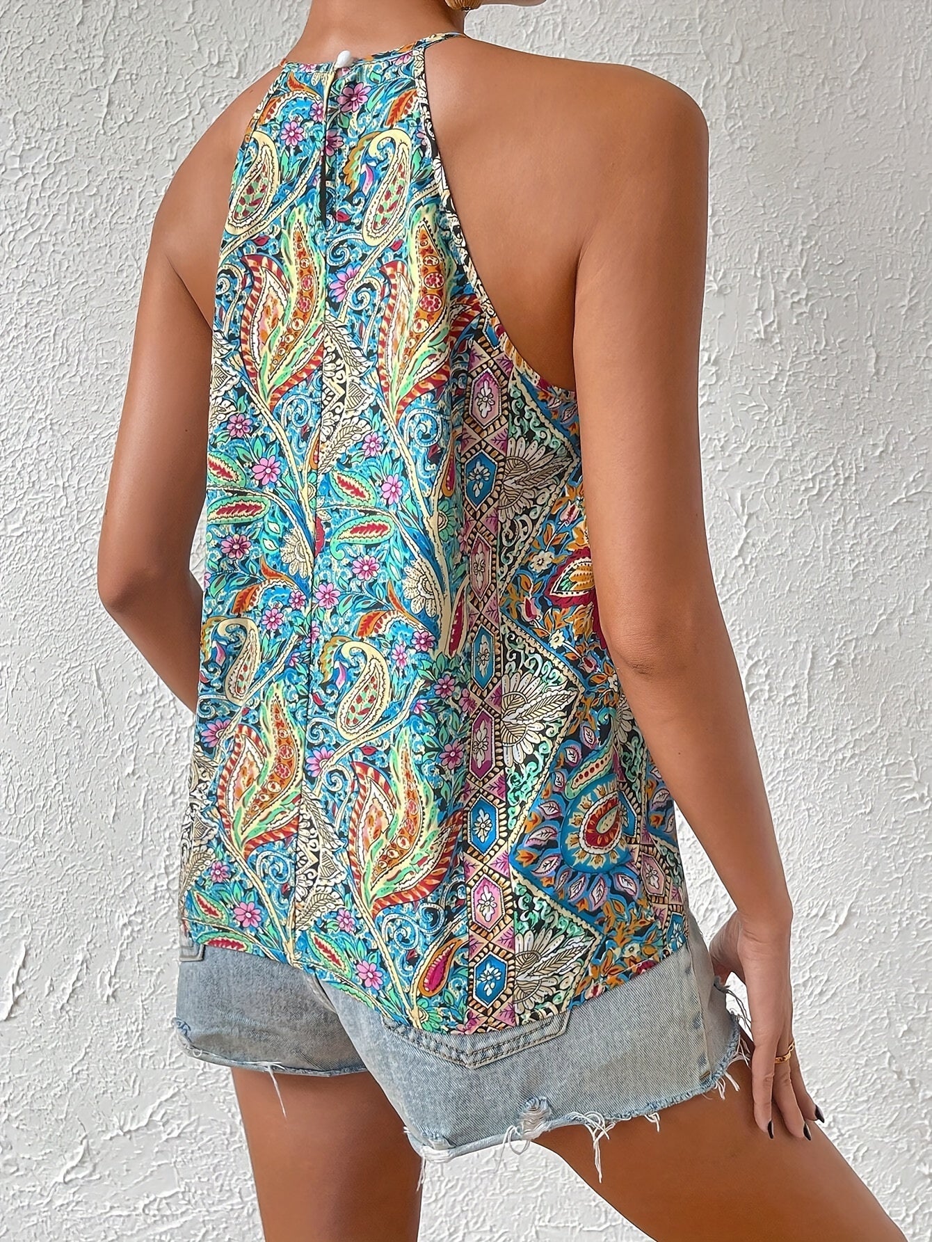 Damen Boho Halterneck Top – Elegantes Sommer Oberteil für Freizeit und Urlaub