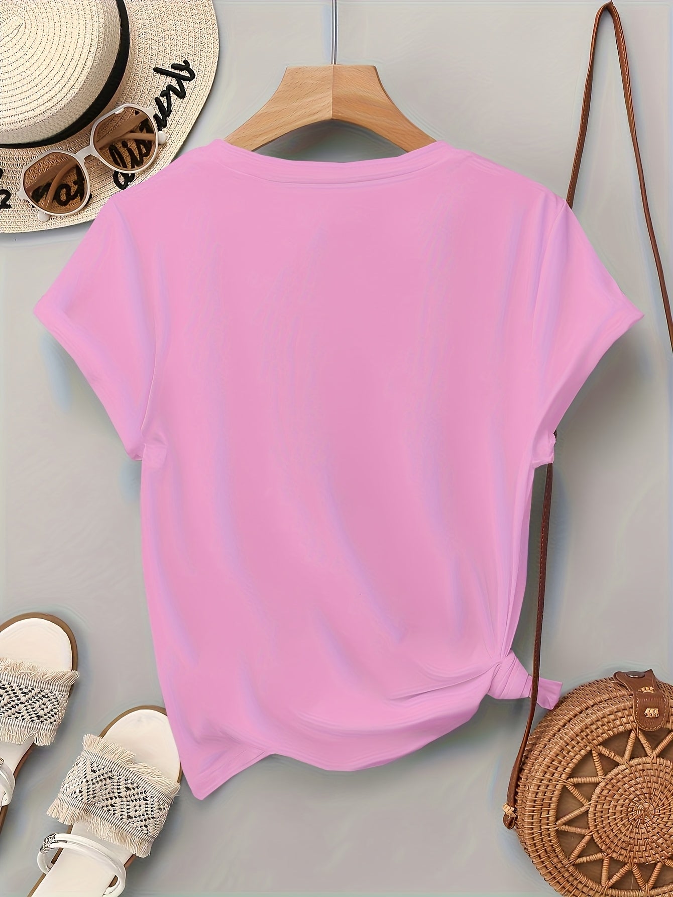 Damen T-Shirt mit Glitzer-Herzmotiv – Lockeres, modisches Freizeitshirt für Alltag & Sommer