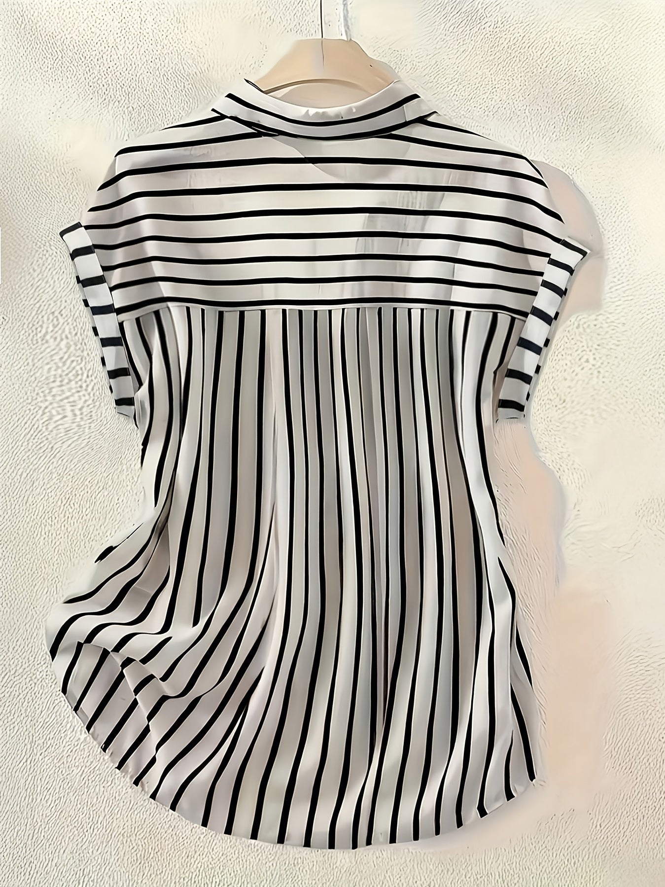 Damen Bluse Streifenmuster Elegant Büro Freizeit Kurzarm Hemdbluse