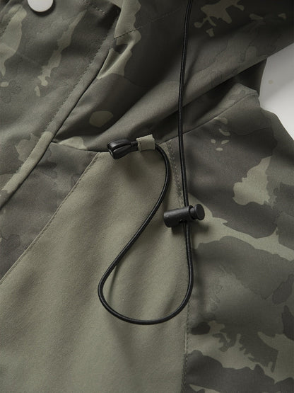 Herren Tarnmuster Jacke mit Kapuze – Grün Camouflage