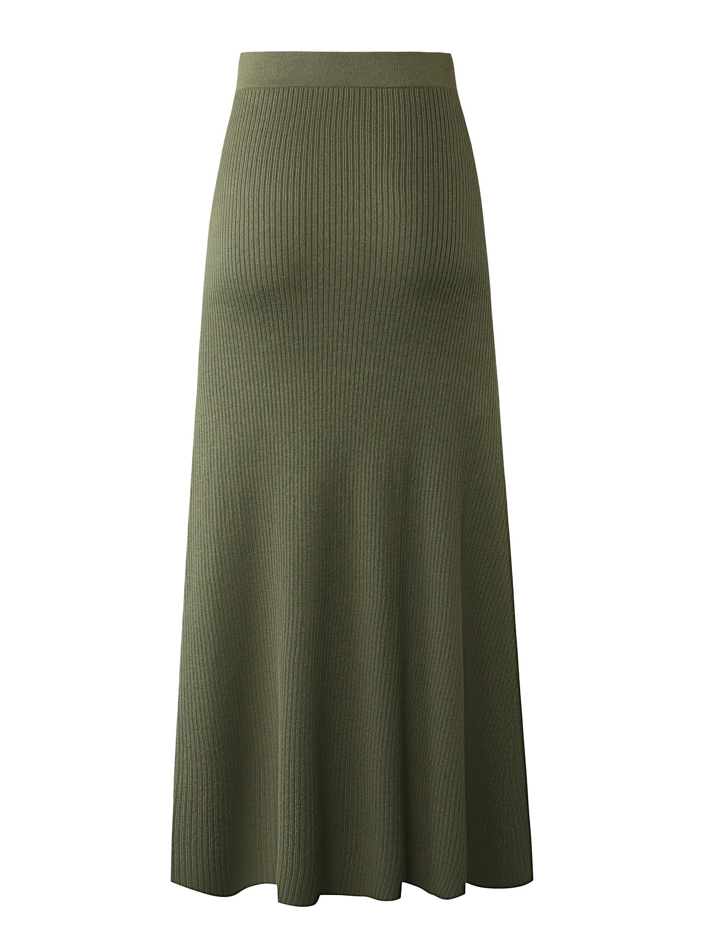 Damen Rippenstrick Maxirock mit Bindegürtel – Eleganter Freizeit- und Büro-Look