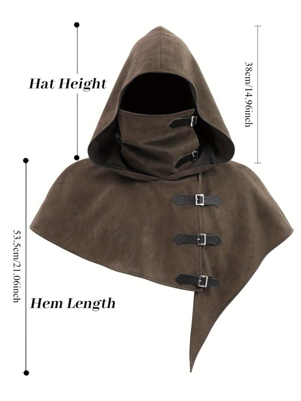 Kapuzencape mit Kragen und Schnallen, Mittelalterlicher Stil
