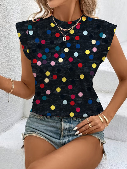 Damen Polka Dot Top mit Schulter-Details – Stilvolles Freizeitshirt
