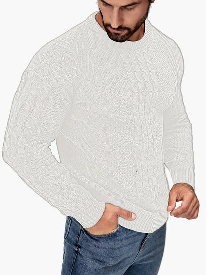 Herren Strickpullover mit Zopfmuster – Modischer Freizeitpulli für Herbst & Winter