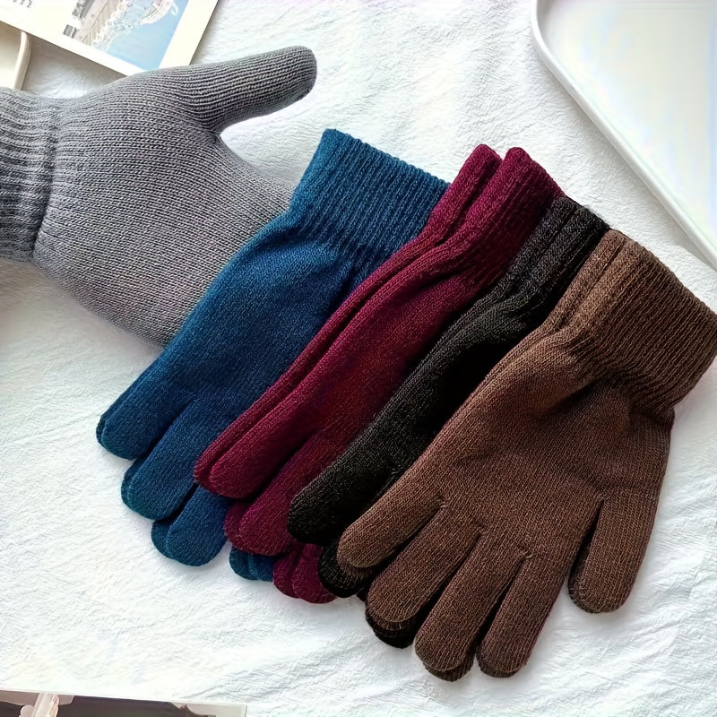 Unisex Strickhandschuhe Warme Fingerhandschuhe Gerippte Bündchen