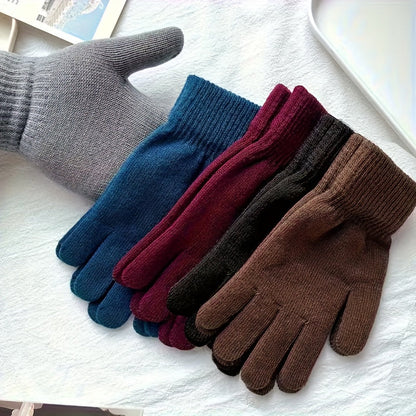 Unisex Strickhandschuhe Warme Fingerhandschuhe Gerippte Bündchen