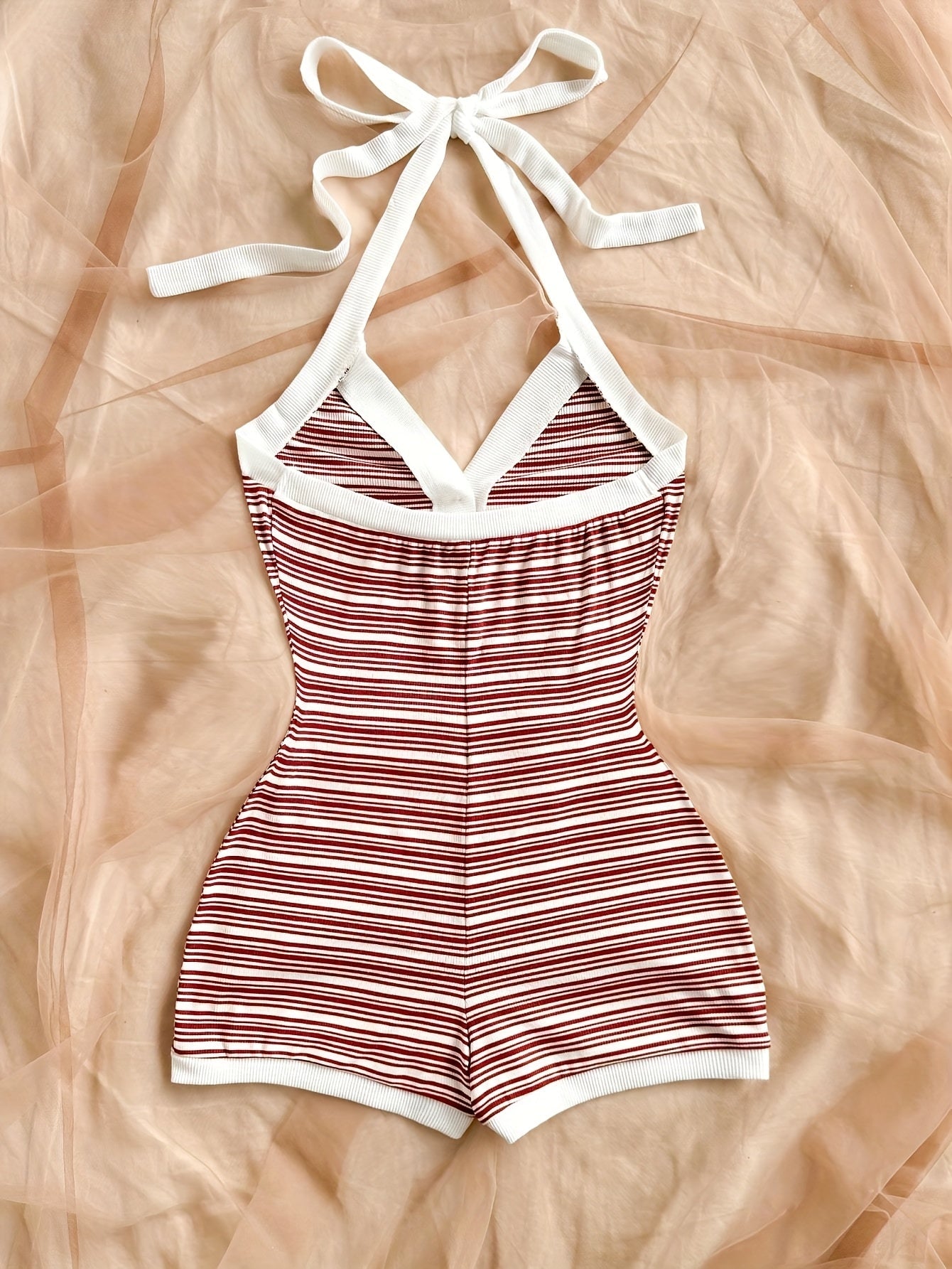Damen Sommer Jumpsuit mit Streifen und Knopfleiste – Eleganter Einteiler für Freizeit & Urlaub