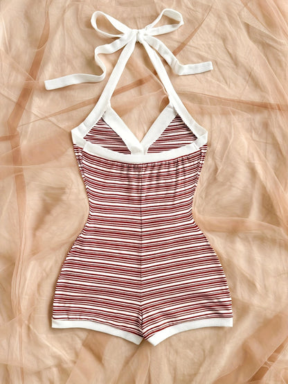 Damen Sommer Jumpsuit mit Streifen und Knopfleiste – Eleganter Einteiler für Freizeit & Urlaub