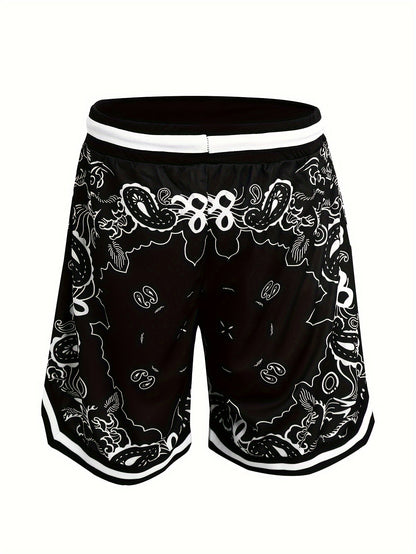 Herren Bandana-Print Basketball Shorts Sport Streetwear Freizeit