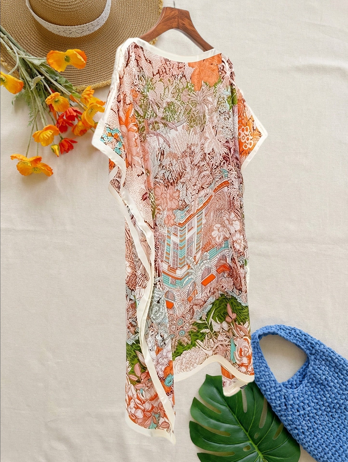 Damen Boho Strandkaftan mit Asymmetrischem Schnitt – Ideal für Urlaub und Sommer