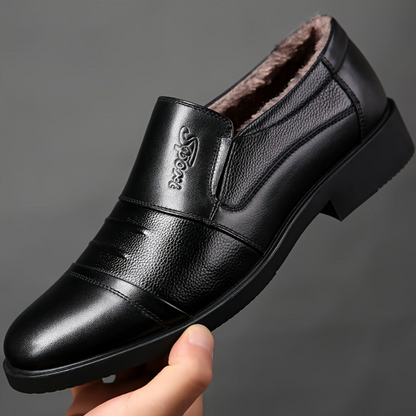 Herren Slipper gefüttert warm Schwarz / Braun