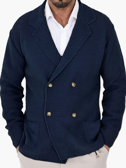 Herren Strickjacke Casual Doppelreihig Business Freizeit Sakko-Stil