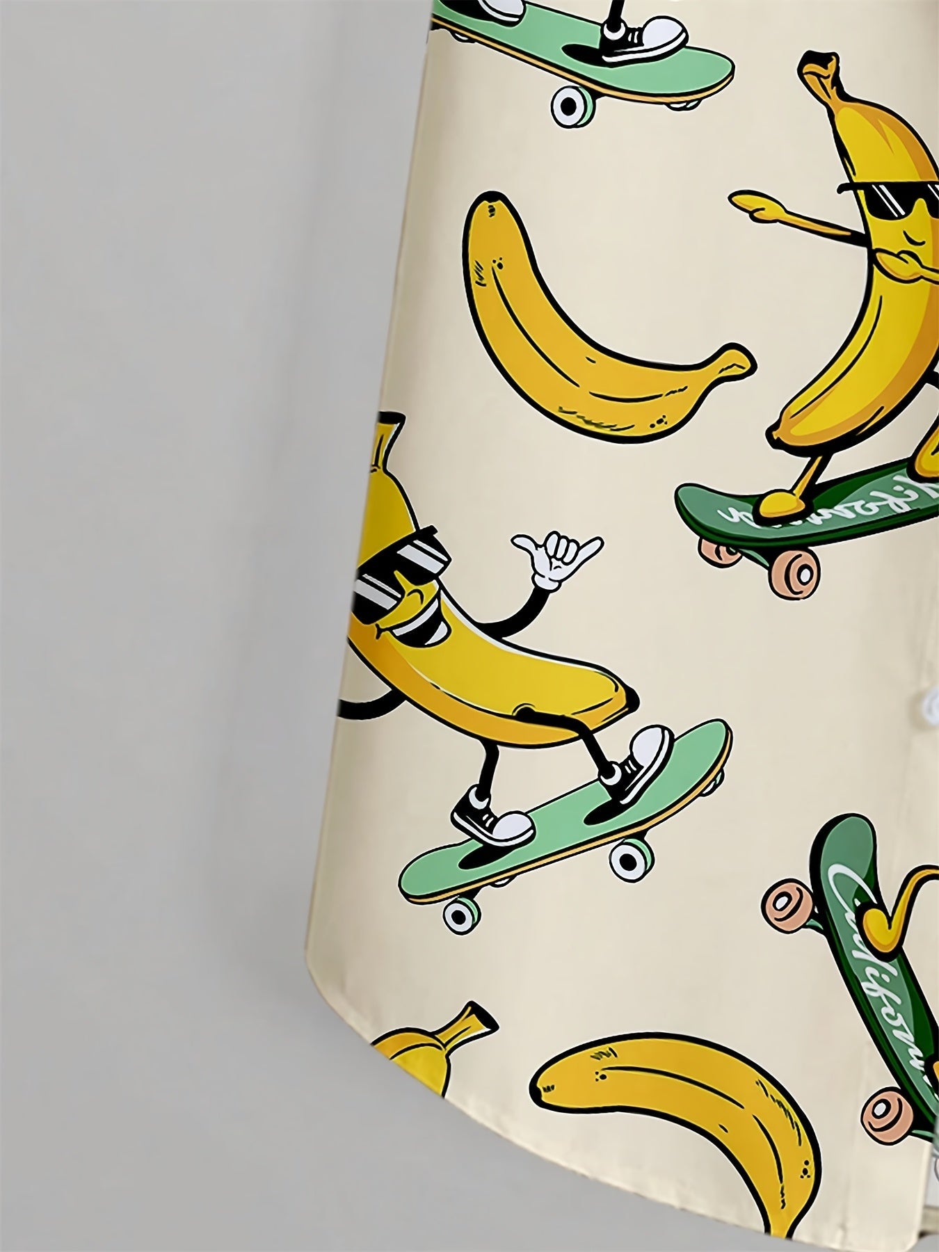 Herren Kurzarmhemd mit witzigem Bananen-Skateboard-Print – Freizeit, Festival, Statement