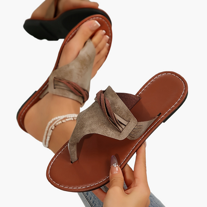 Damen Zehentrenner Sandalen im Boho-Stil für Sommer, Freizeit & Alltag