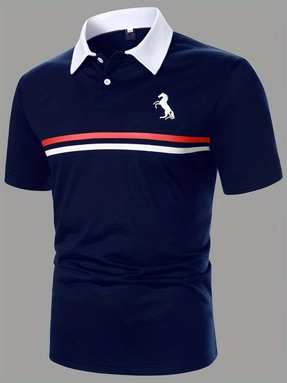 Herren Poloshirt mit Kontrastkragen und sportlichem Streifendesign