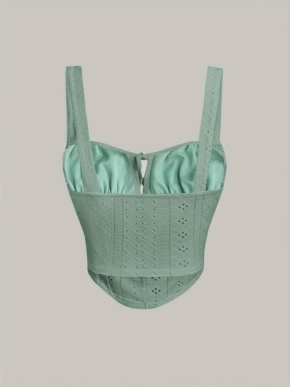 Damen Bustier Top im Boho-Stil mit Zierschnürung – Feminines Sommer-Corsagentop