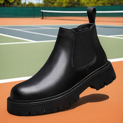 Chelsea Boots Herren Schwarz mit Profilsohle