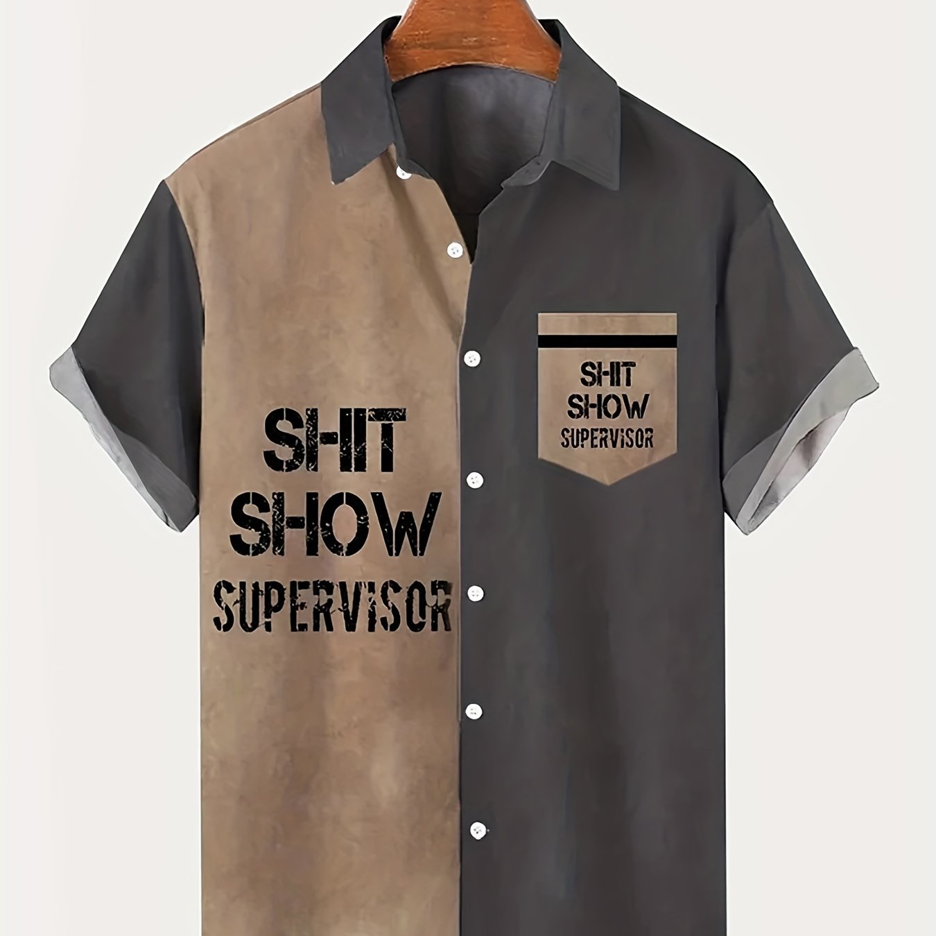 Herren Vintage Kurzarmhemd – Humorvolles „Shit Show Supervisor“ Statement, Freizeit & Party