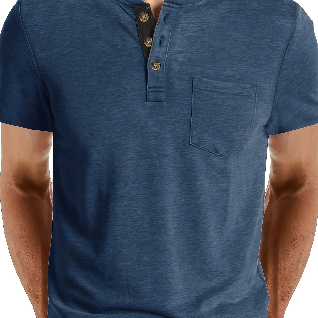 Herren Henley T-Shirt mit Knopfleiste und Brusttasche – Freizeitstil für Alltag und Wochenende
