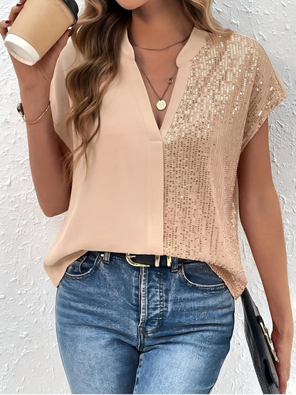 Damen Elegante Bluse mit Pailletten – Perfekt für Büro und festliche Anlässe