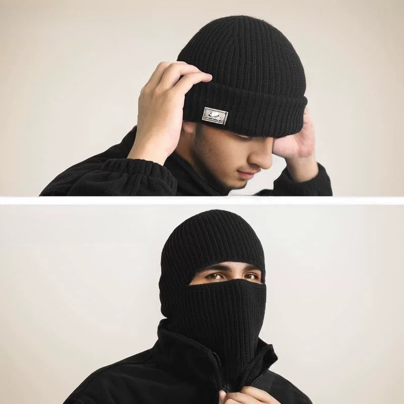 Unisex Wintermütze Balaclava Set Strickmütze Sturmhaube Beanie Schal Handschuhe