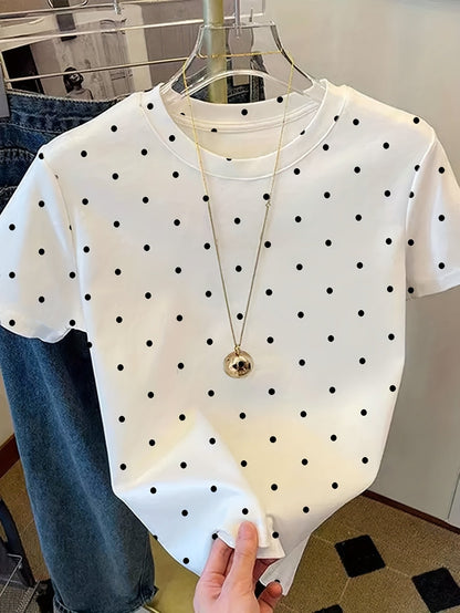 Damen Polka Dot T-Shirt – Modisches Freizeitshirt mit Punkten, ideal für Alltag und Büro