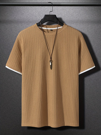 Herren T-Shirt mit Struktur, Modernes Kurzarm Basic, Freizeit & Urban Style