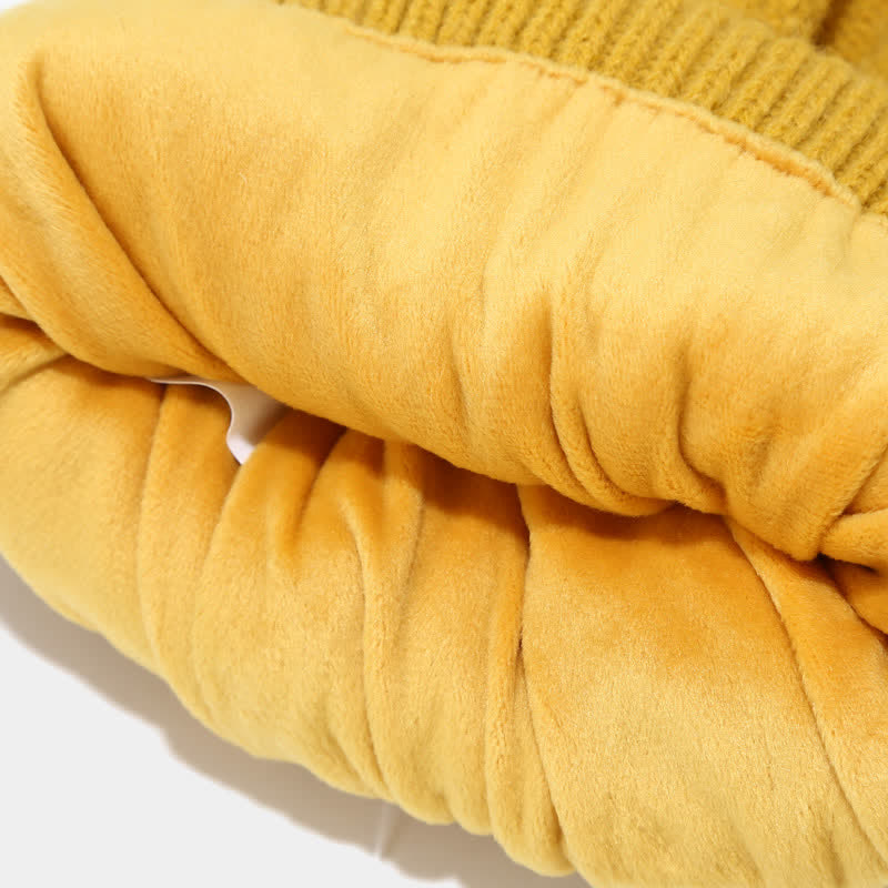 Strickmütze Schal Handschuhe Set mit Bommel und Touchscreen-Funktion