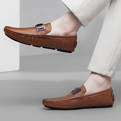 Herren Mokassins Slip-On Loafer mit Schnalle – Eleganter Freizeitschuh für Alltag und Freizeit