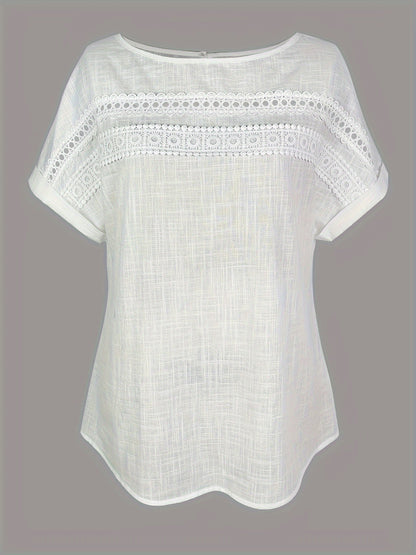 Damen Elegante Sommer Bluse mit Spitze und Kurzarm – Ideal für Alltag und Urlaub