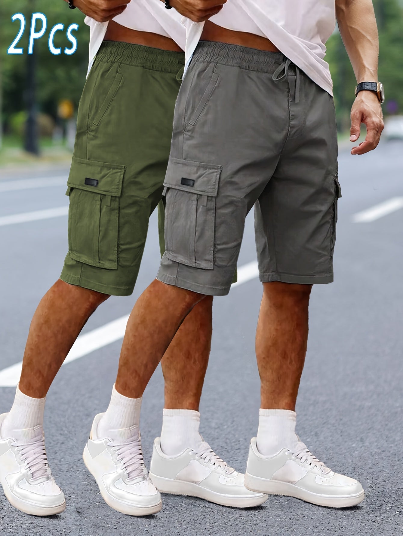 Herren 2er-Pack Cargo Shorts – Lässige Outdoor-Bermuda mit Taschen für Freizeit & Sport