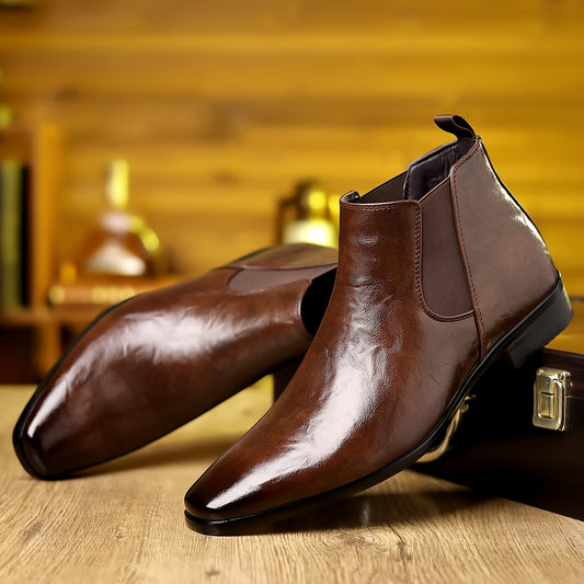 Herren Stiefeletten Klassisch Elegant mit Elastikeinsatz