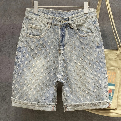 Herren Streetwear Denim Shorts im angesagten 3D-Blumen-Design – Lässige Bermudas für Alltag & Freizeit