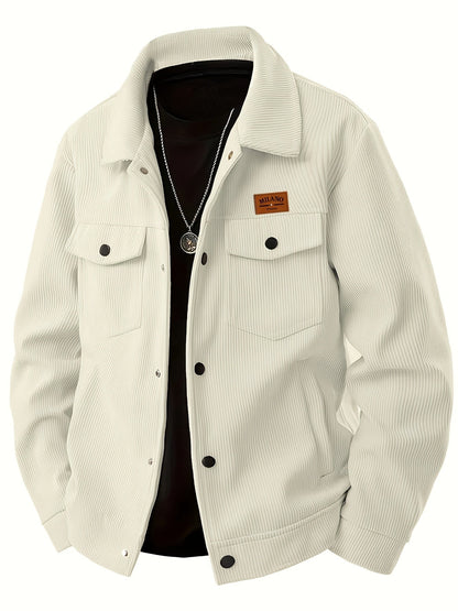 Herren Rippstrick Jacke mit Kentkragen und Brusttaschen